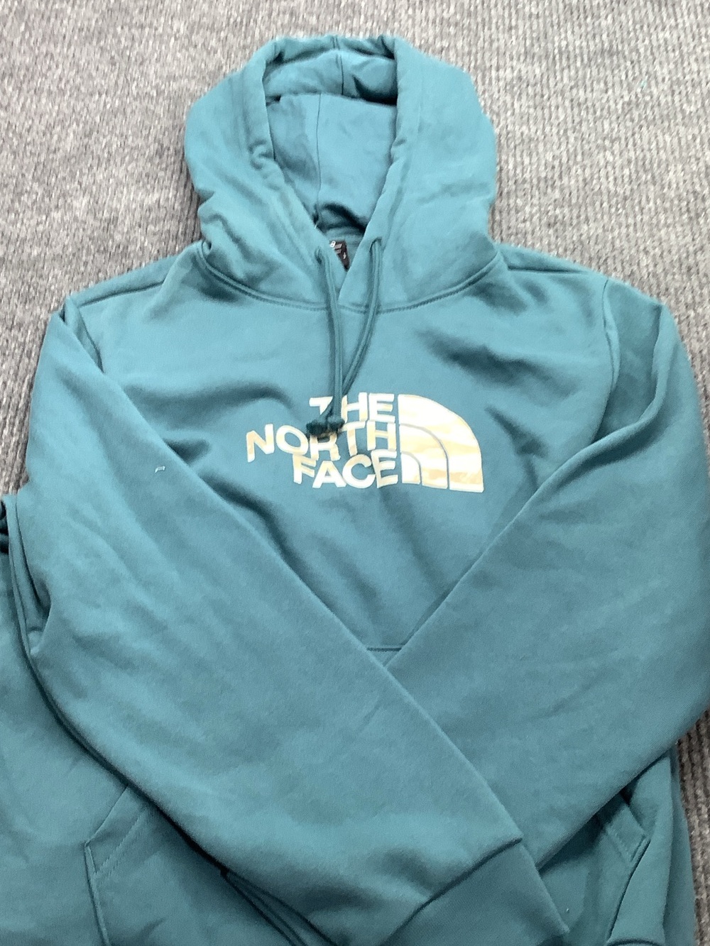 The North Face Teal Pullover Hoodie with White Logo